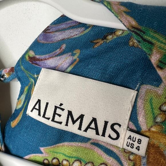Alemais June Floral Linen Mini Dress Size 4 - Picture 10 of 11